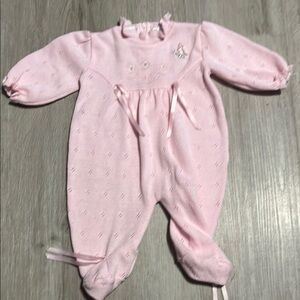 CrackerJack Pink Cozy Footed One Piece with Smocked Chest